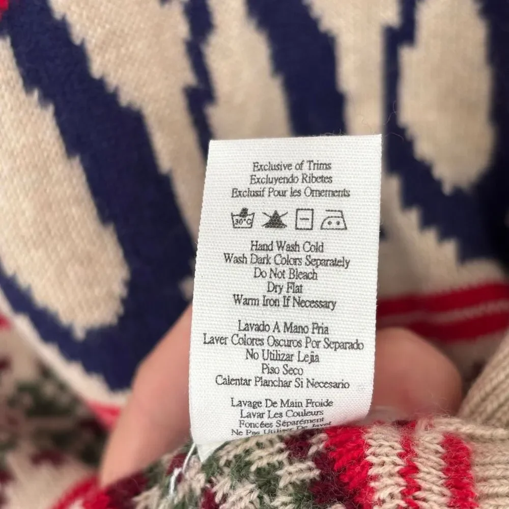 ED Ellen DeGeneres Penguin Fair Isle Cashmere Blend Sweater Beige Holiday Medium